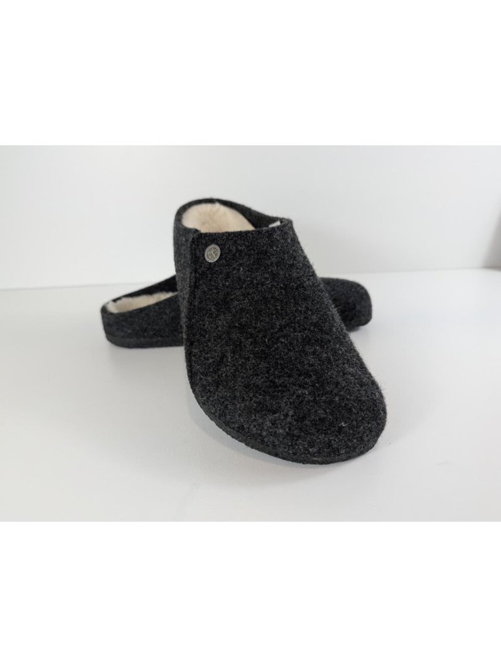 Birkenstock Zermatt Wool Felt Lined Slippers Charcoal Gray men's size M10